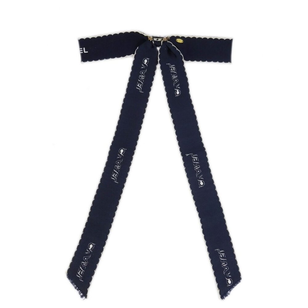 Chanel Bow Brooch Pin Navy